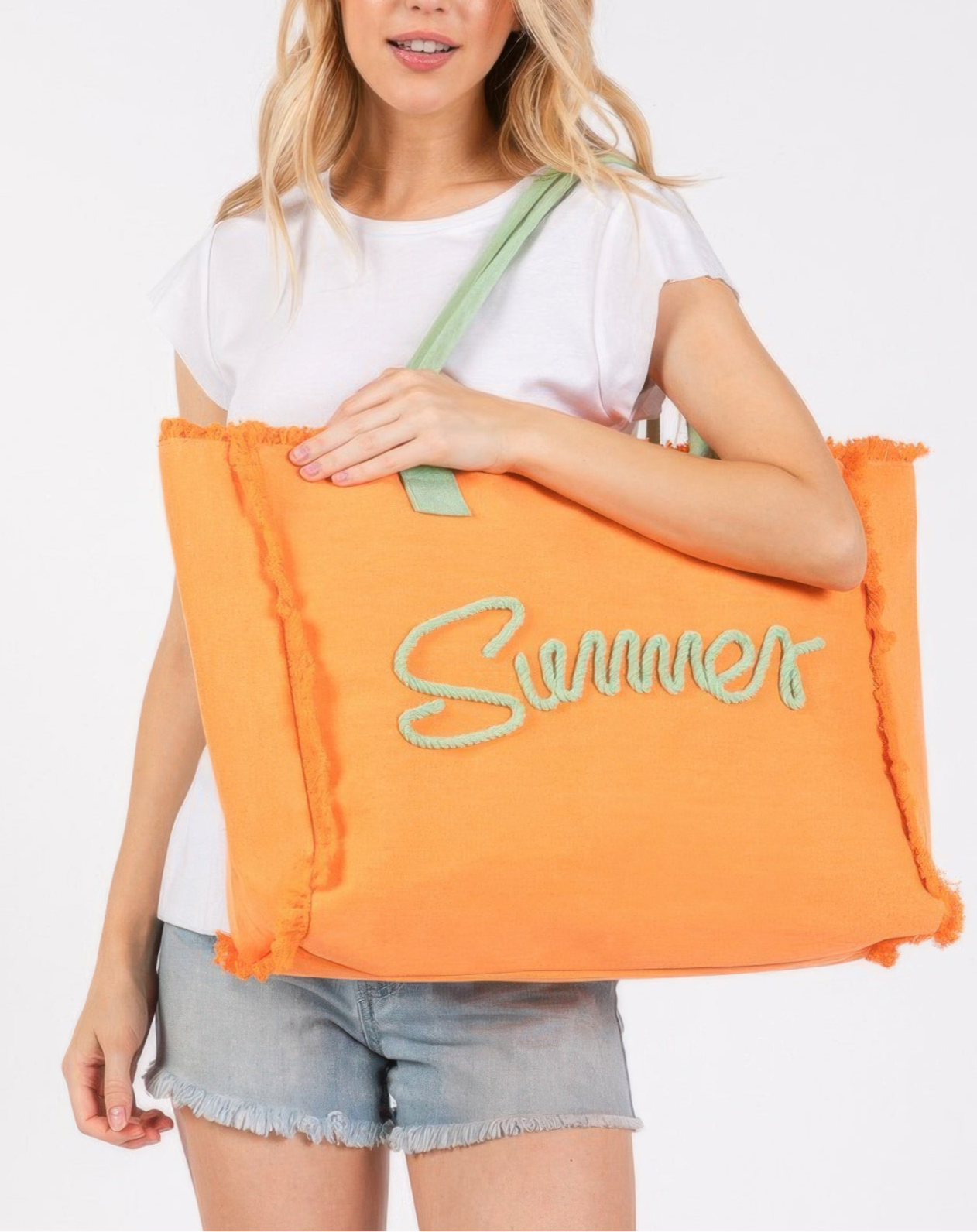 Summer Letter Fringed Canvas Bag